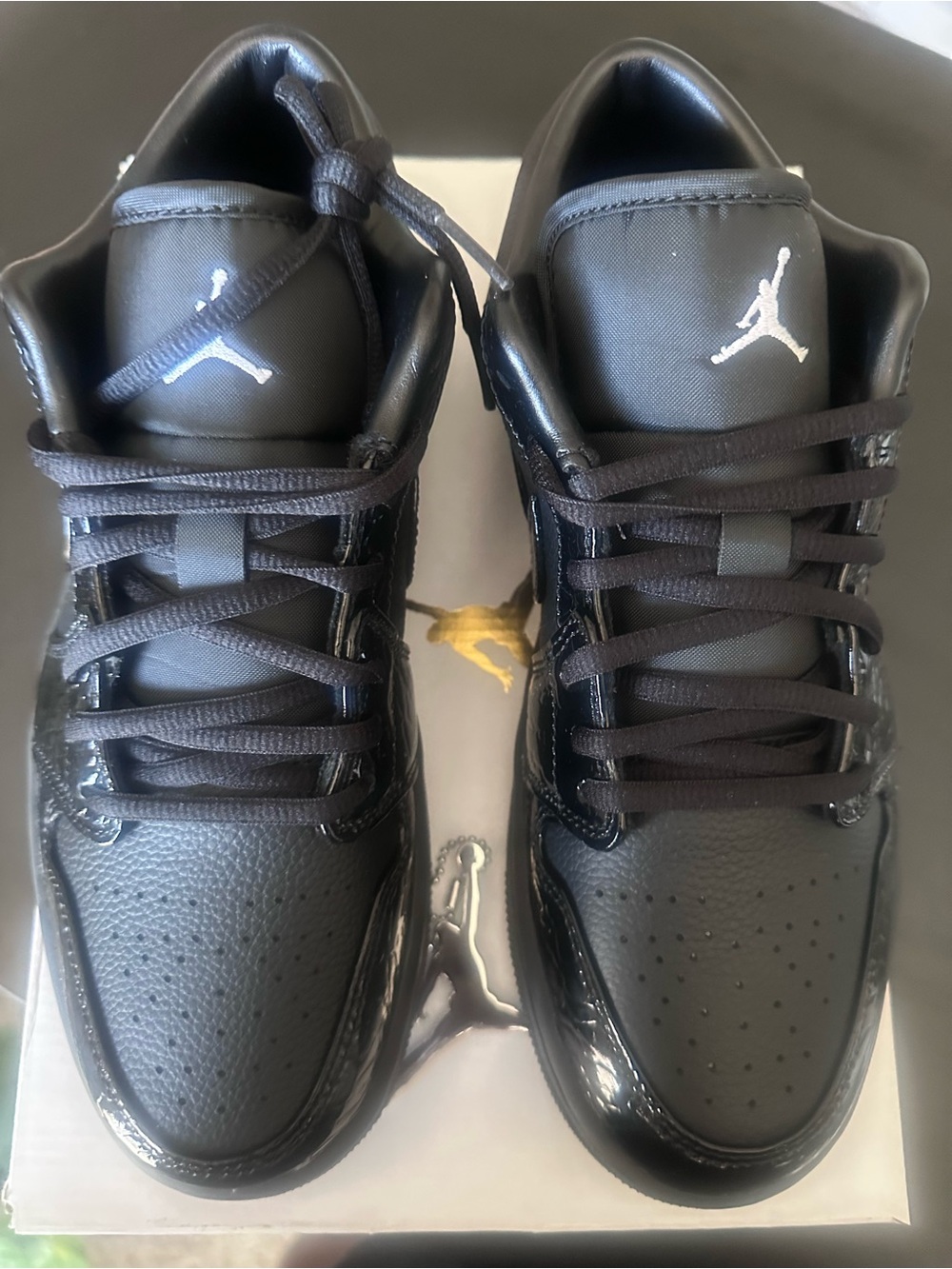 BNIB Jordan 1 Low SE Patent Elephant Black Women’s.